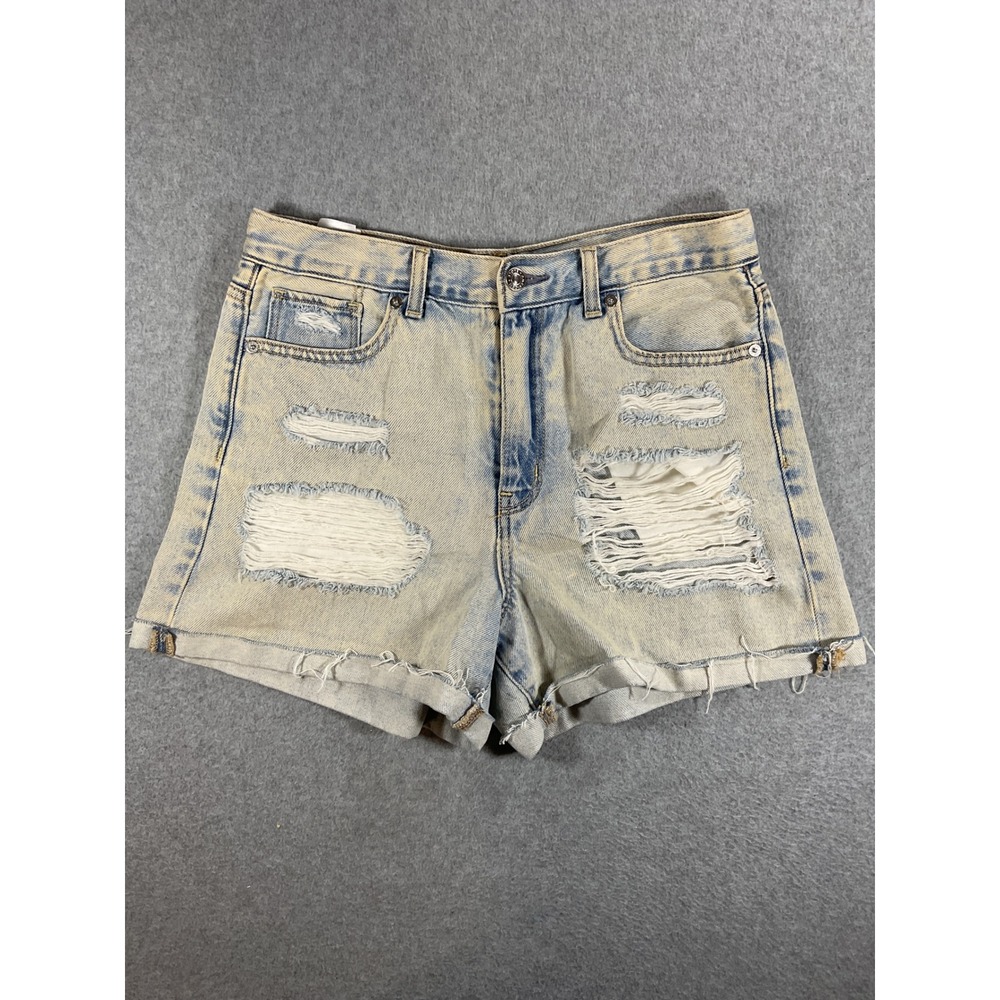 American Eagle High Waisted Distressed Denim Shorts Light Wash Womens 8 1697